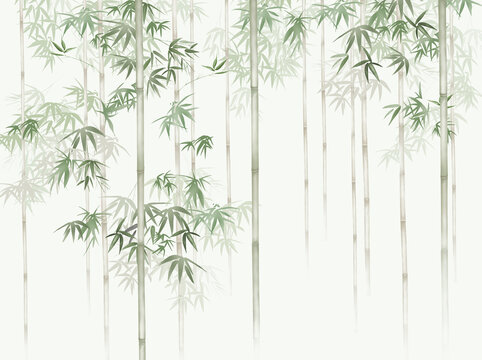 中式水墨竹子背景墙