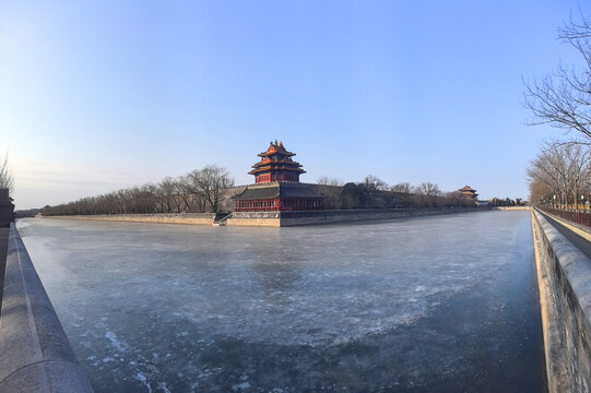 冬日全景故宫角楼
