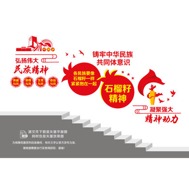 石榴籽精神民族团结阶梯墙