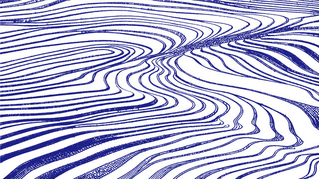梯田背景素描线稿版画包装设计底纹矢量图