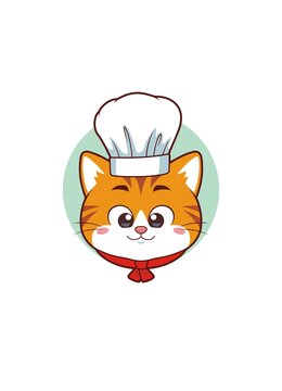 卡通可爱小猫厨师头像矢量图