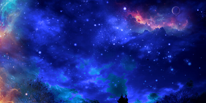 蓝色星空背景墙吊顶