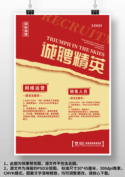 红色复古商场店面公司企业招聘广告海报设计