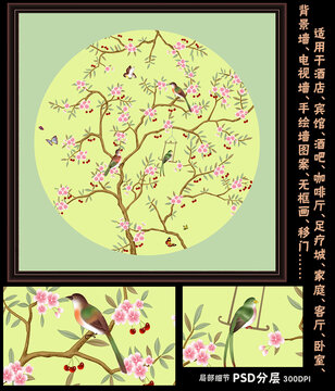 手绘花鸟无框画