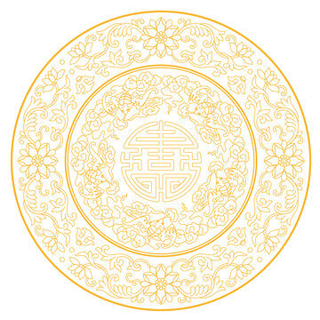 五福祥云缠枝莲纹