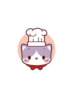 卡通可爱小猫厨师头像矢量图