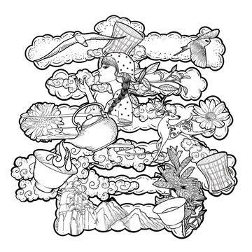 春茶上新春茶包装墙绘海报插画