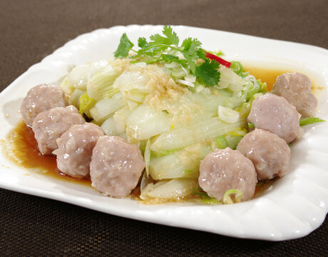 肉丸蒸娃娃菜