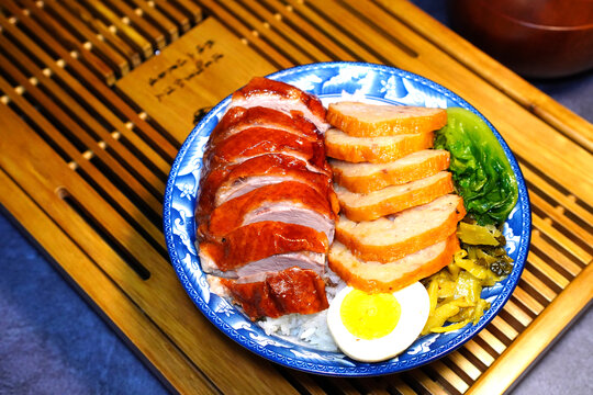 双拼烧鸭肉卷饭
