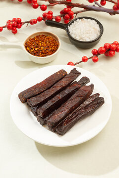美味牛肉干俯拍场景图