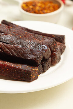 微距牛肉干特写