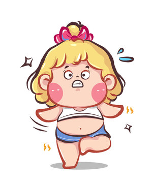 小胖女孩卡通可爱