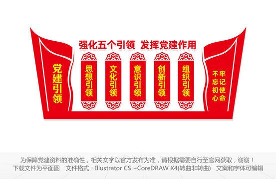 五个引领党建文化墙