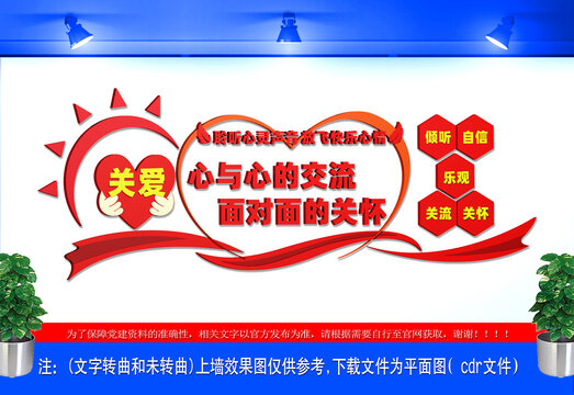 心与心的交流面对面的关怀文化墙