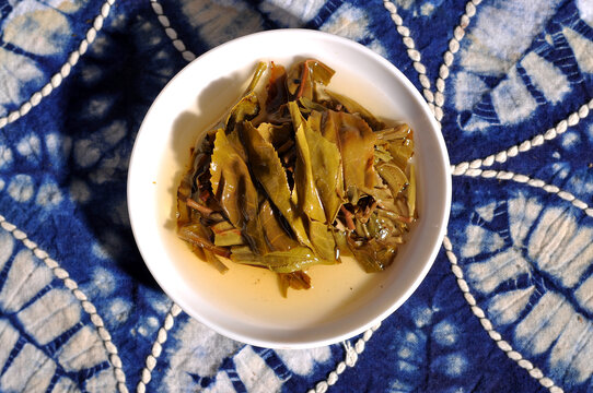 云南普洱茶生茶叶底