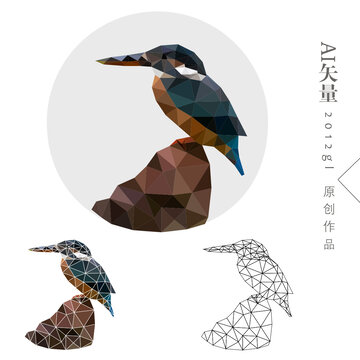 翠鸟抽象装饰画