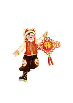 新年国庆元旦节日庆祝福字娃娃
