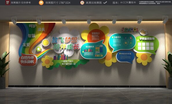 创意彩虹幼儿园文化墙