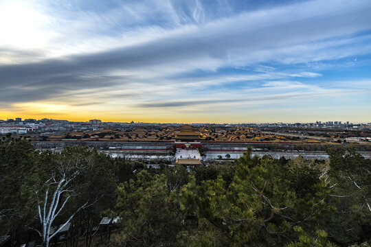 北京景山公园故宫全景