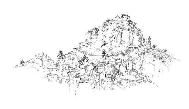 湖北十堰市武当山钢笔画