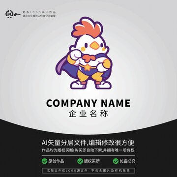 科技鸡卡通LOGO超人