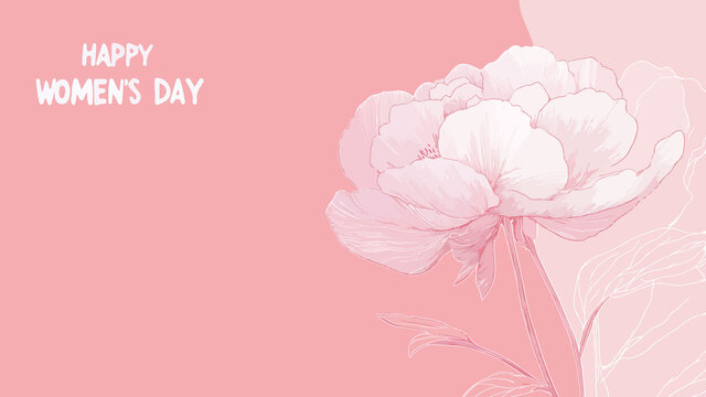 妇女节线条唯美花卉插画