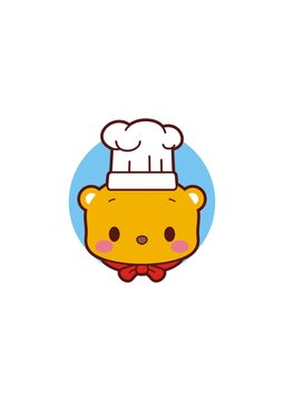 卡通可爱小熊厨师头像矢量图