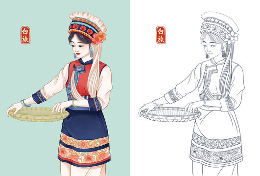 少女民族白族少女插画