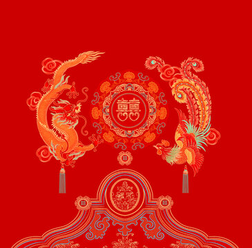 彩色龙凤
