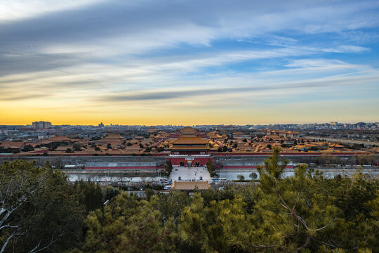 北京景山公园故宫全景