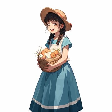 农家女孩矢量图
