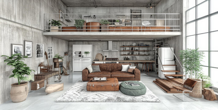 现代工业loft公寓室内设计