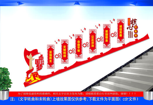 社会主义核心价值观楼梯文化墙