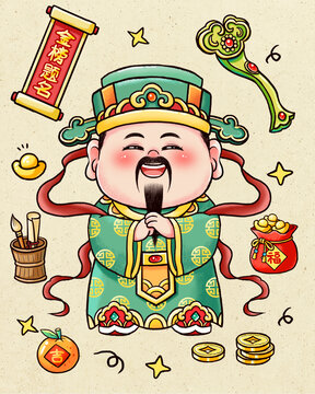 作揖禄神福袋如意禄星