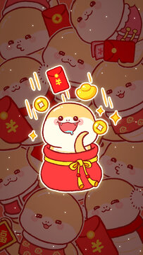 发光福袋蛇卡通画手机壳壁纸