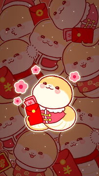 发光小红花蛇卡通画手机壳壁纸