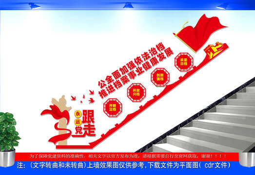 依法治档楼梯文化墙