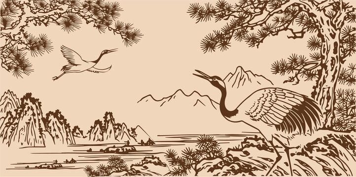 松鹤背景