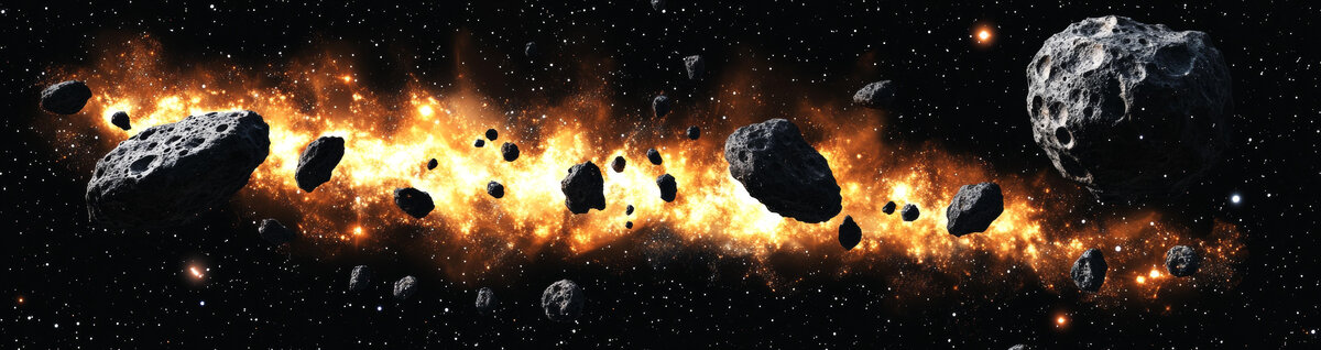 宇宙空间小行星爆炸景象