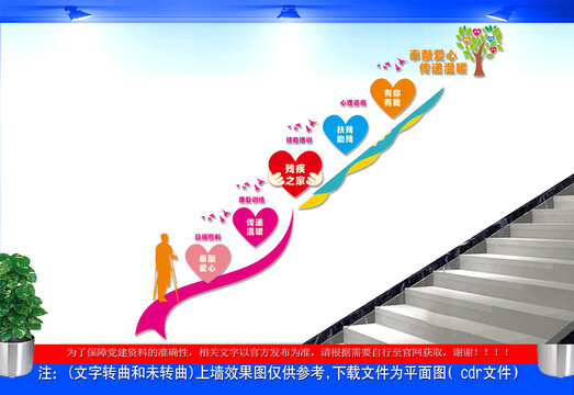 残联楼梯间形象墙