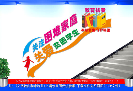 关爱困难家庭楼梯文化墙