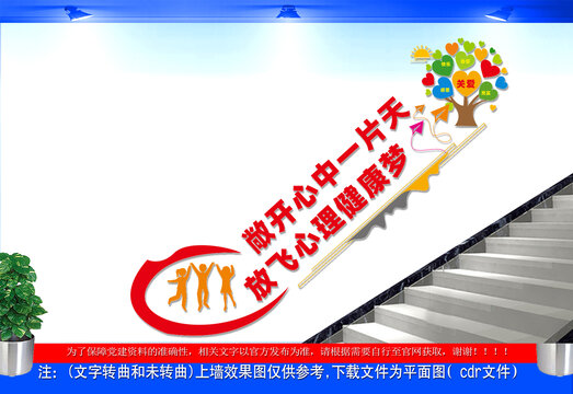 心理健康咨询室楼梯文化墙