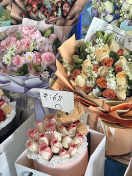 云南昆明斗南花卉市场鲜切花玫瑰花交易市场