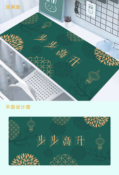墨绿色中式图案鼠标垫图案设计