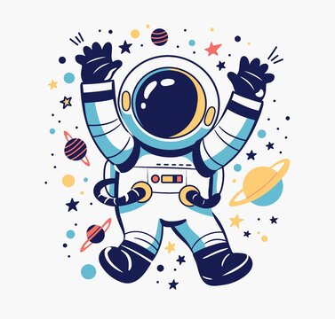 宇航员太空人插画