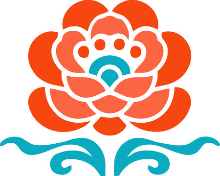 牡丹花传统纹样矢量设计图