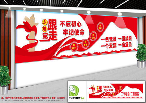 不忘初心牢记使命党建文化墙
