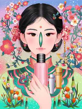 美妆香水化妆品产品包装素材插画