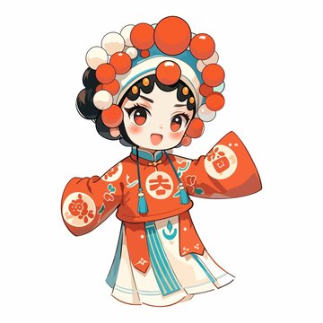 矢量国潮京剧女孩
