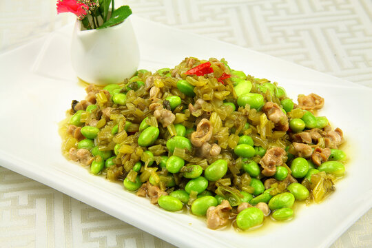 雪菜毛豆炒雀肫